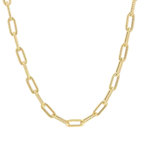 14K Oval Link Twist Chain Necklace