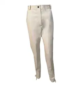 1997 E97, Chanel Vintage White Cotton Pants -lace up ankles-FR 44 US 8/10