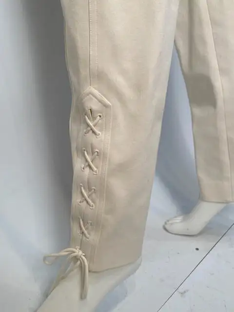 1997 E97, Chanel Vintage White Cotton Pants -lace up ankles-FR 44 US 8/10