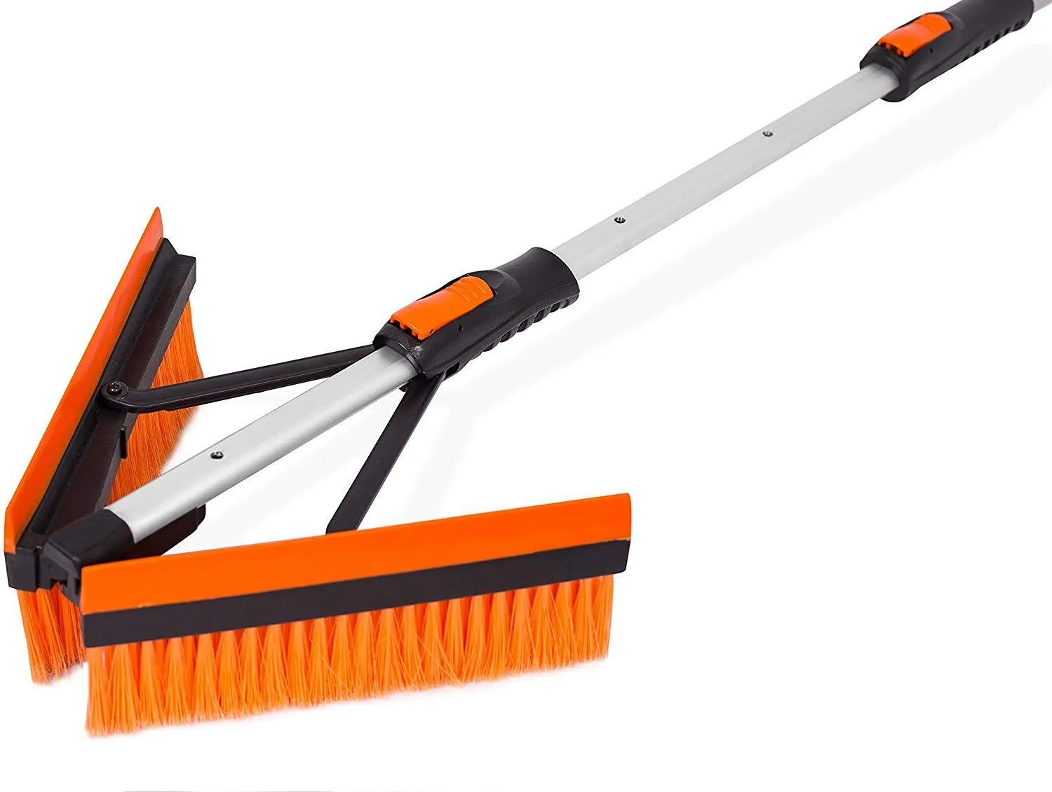 46 Extendable Snow Brush with Squeegee & Ice Scraper - Foam Grip - T-Shape Auto Snow Brush