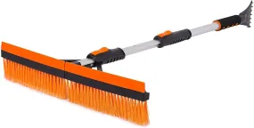 46 Extendable Snow Brush with Squeegee & Ice Scraper - Foam Grip - T-Shape Auto Snow Brush