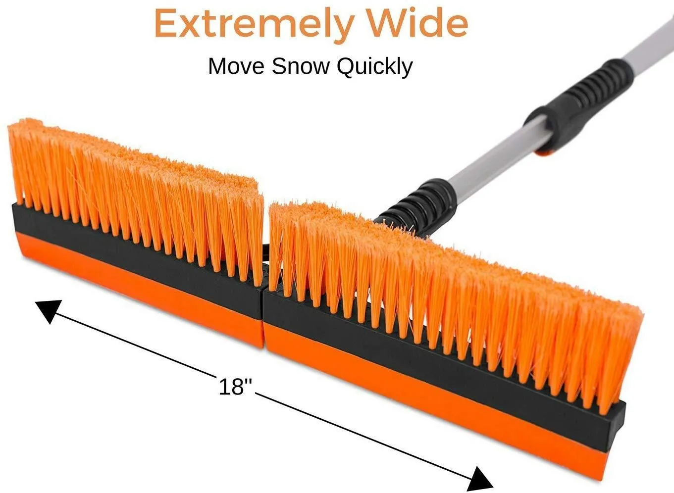 46 Extendable Snow Brush with Squeegee & Ice Scraper - Foam Grip - T-Shape Auto Snow Brush