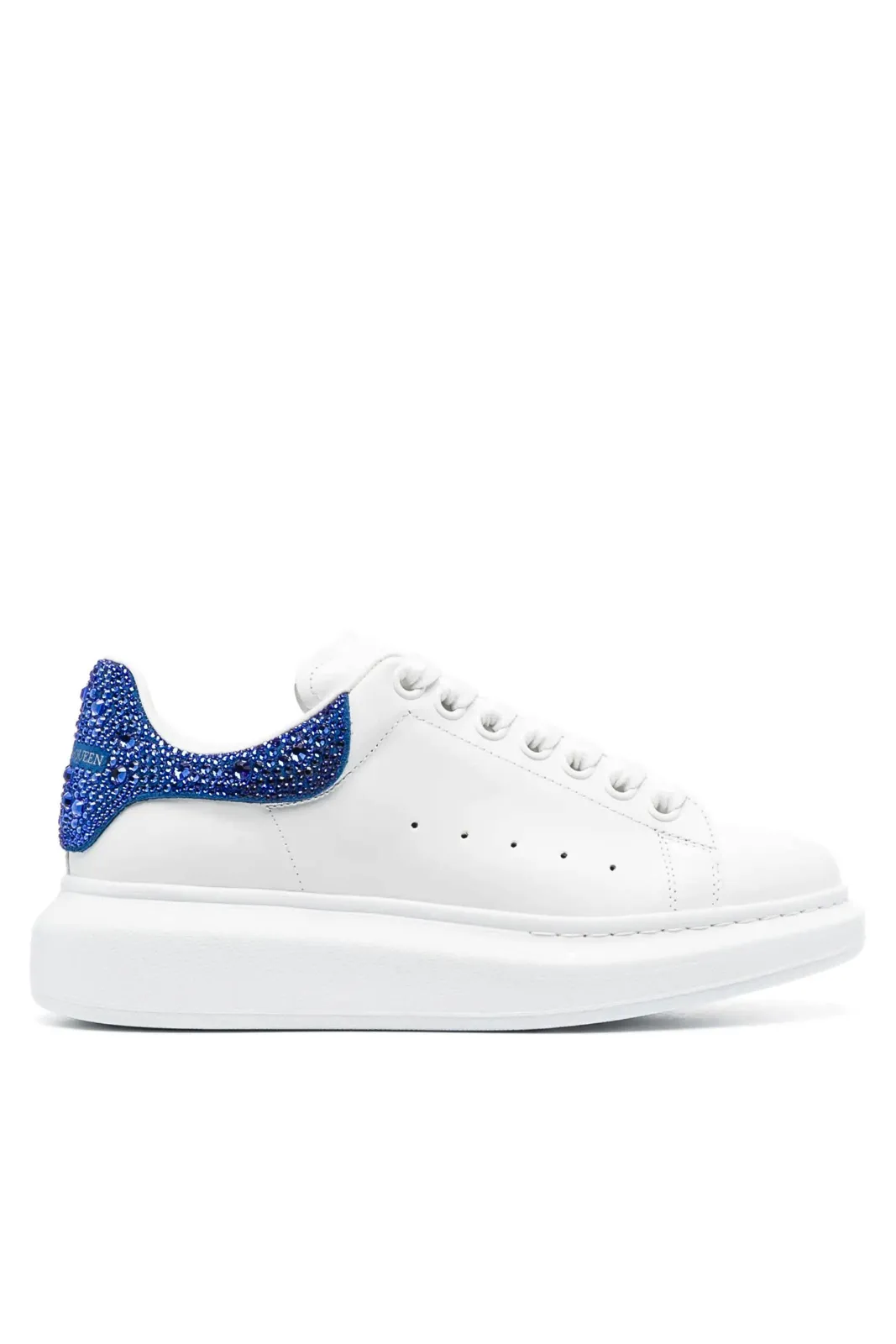 Alexander McQueen crystal-embellished lace-up sneakers White Blue