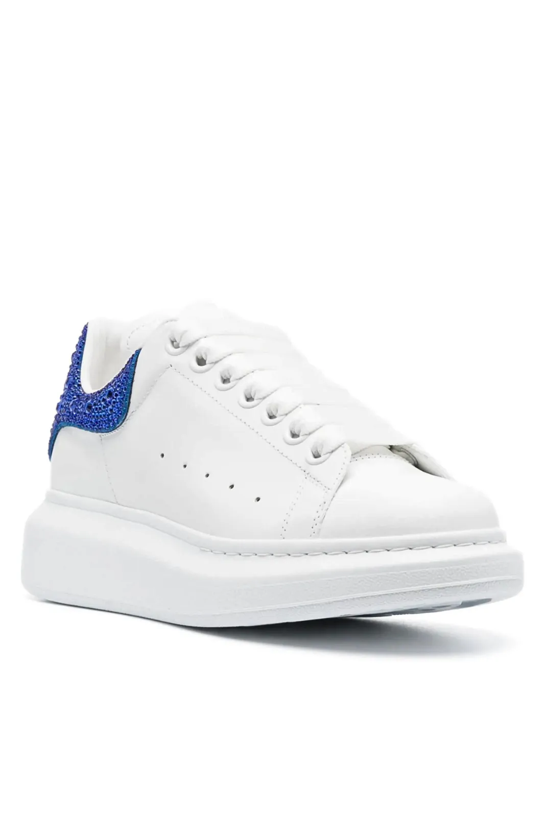 Alexander McQueen crystal-embellished lace-up sneakers White Blue