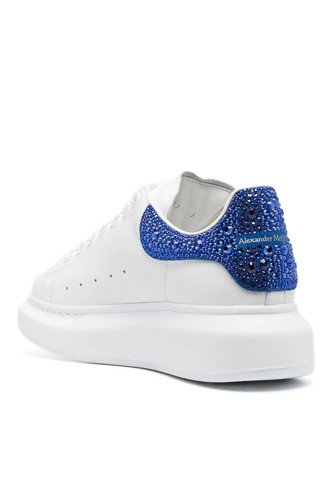 Alexander McQueen crystal-embellished lace-up sneakers White Blue