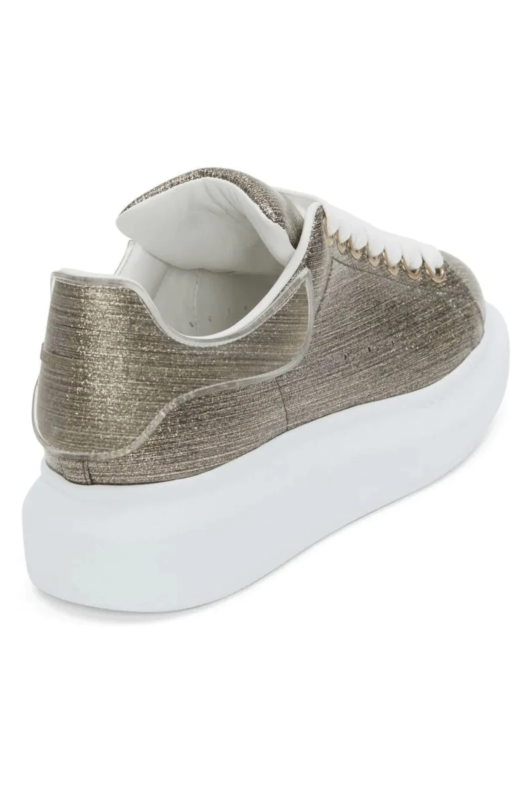 Alexander McQueen Gold Tone Metallic Effect Leather Sneakers