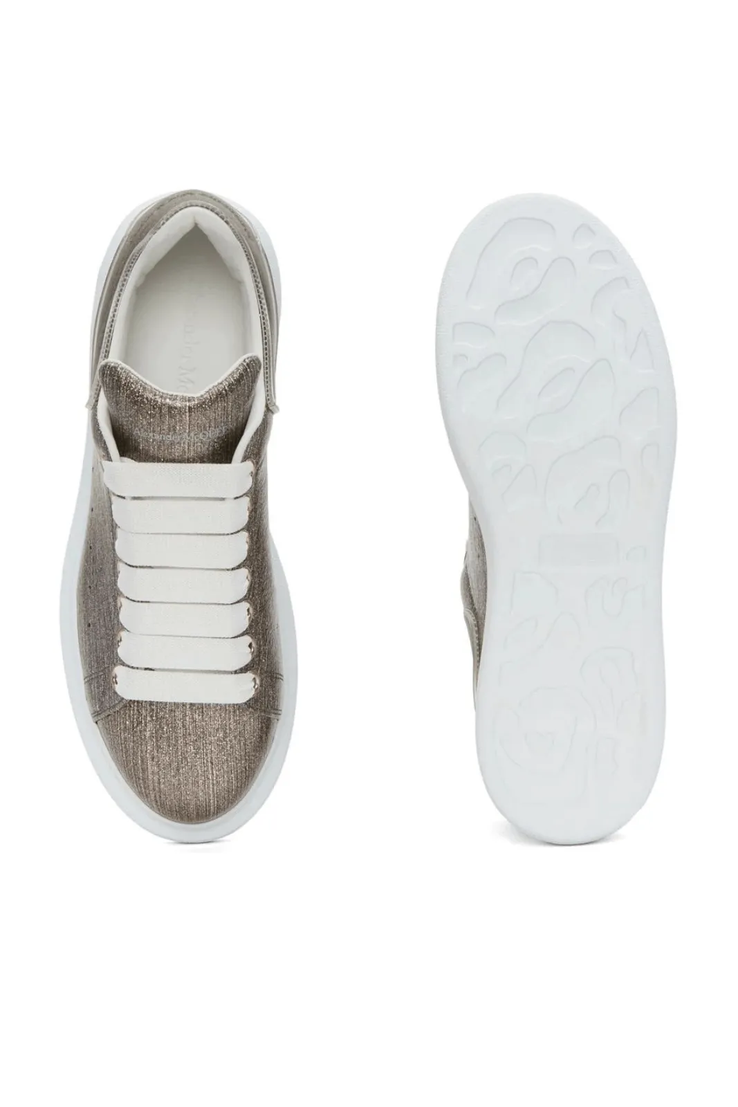 Alexander McQueen Gold Tone Metallic Effect Leather Sneakers