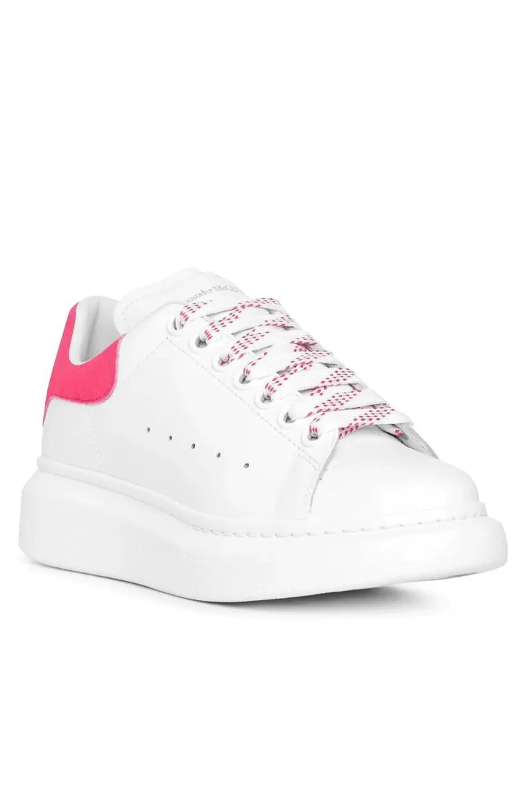 Alexander McQueen Oversized Lace-Up Sneakers White Peony Pink