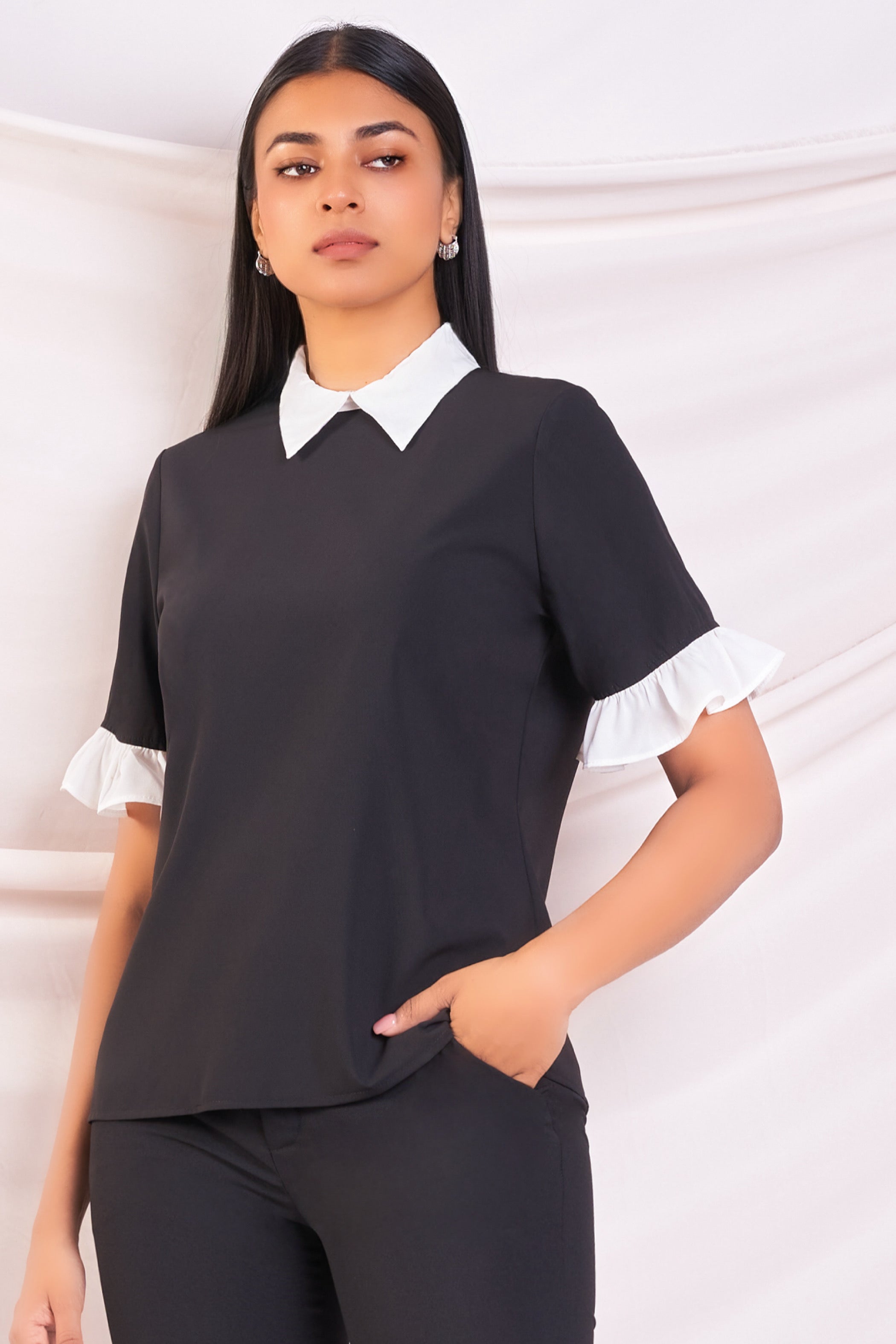 Black Mock Collar Top