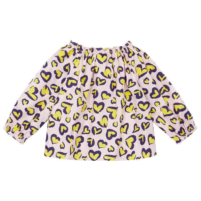 Bonton Baby Reina Blouse Yellow Heart Leopard Print