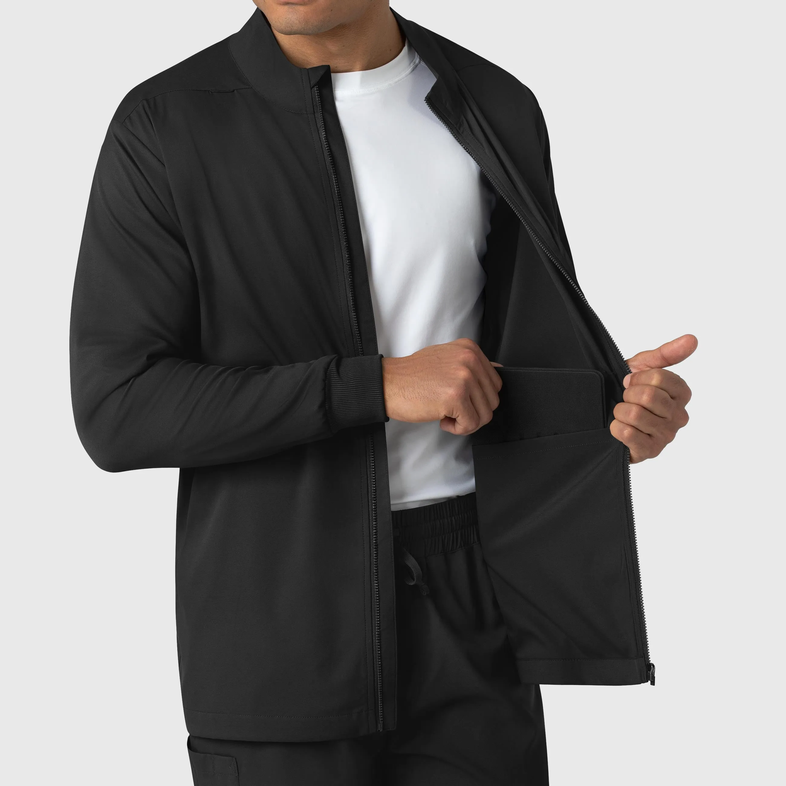 Boundless Men's Warm Up Scrub Jacket - Black