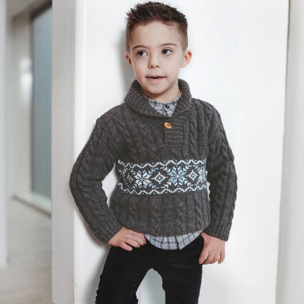 Boys Grey Cable Knit Sweater