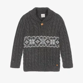 Boys Grey Cable Knit Sweater