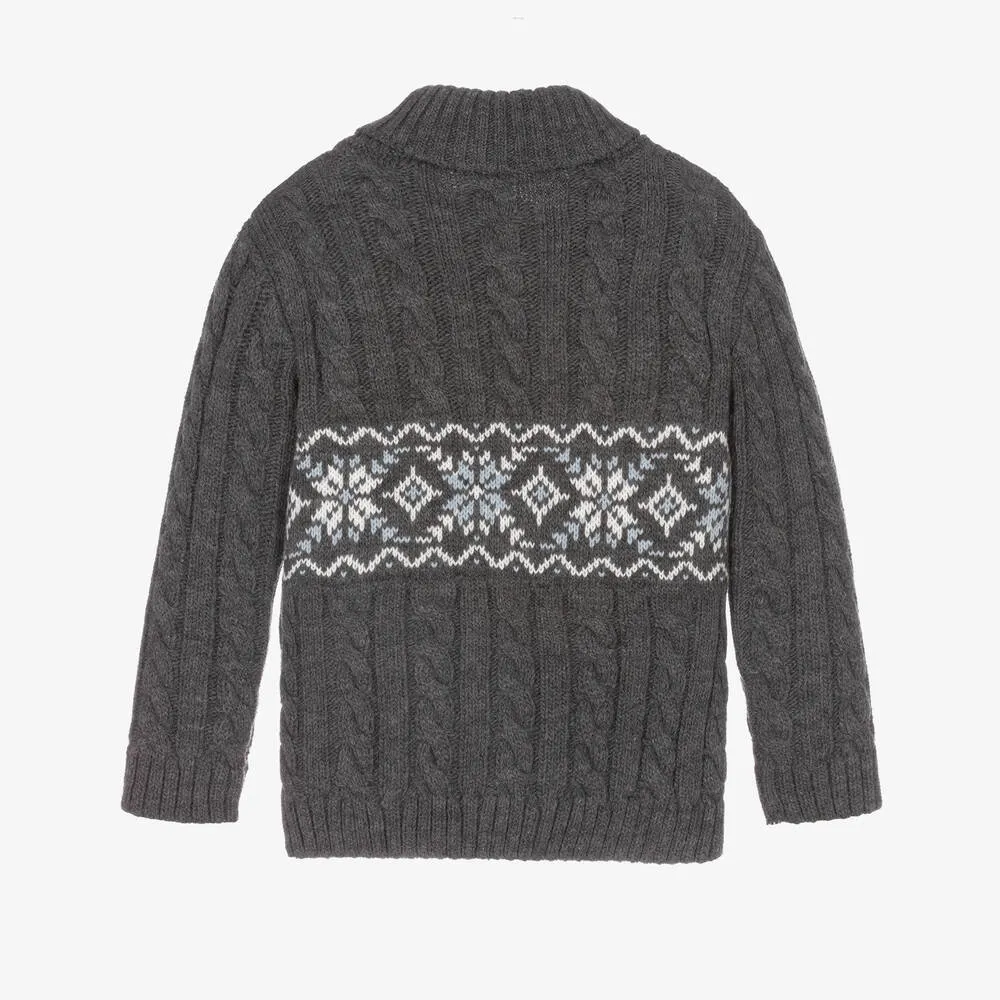 Boys Grey Cable Knit Sweater