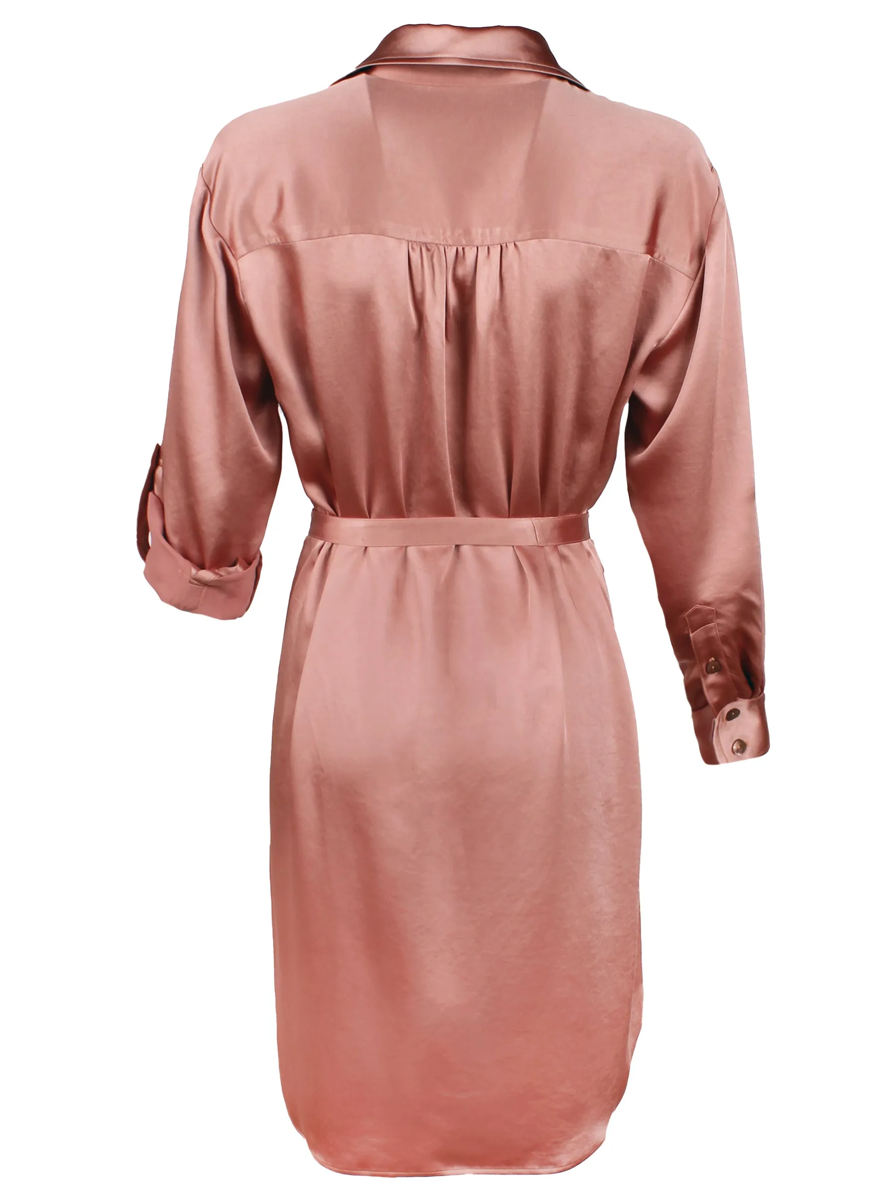 Carter Shirt Dress Rose Gold Hammered Satin