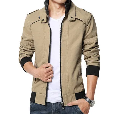 Casual Jacket Solid Fall Mens Jackets and Coats Men's Jacket Plus Size Khaki SM6