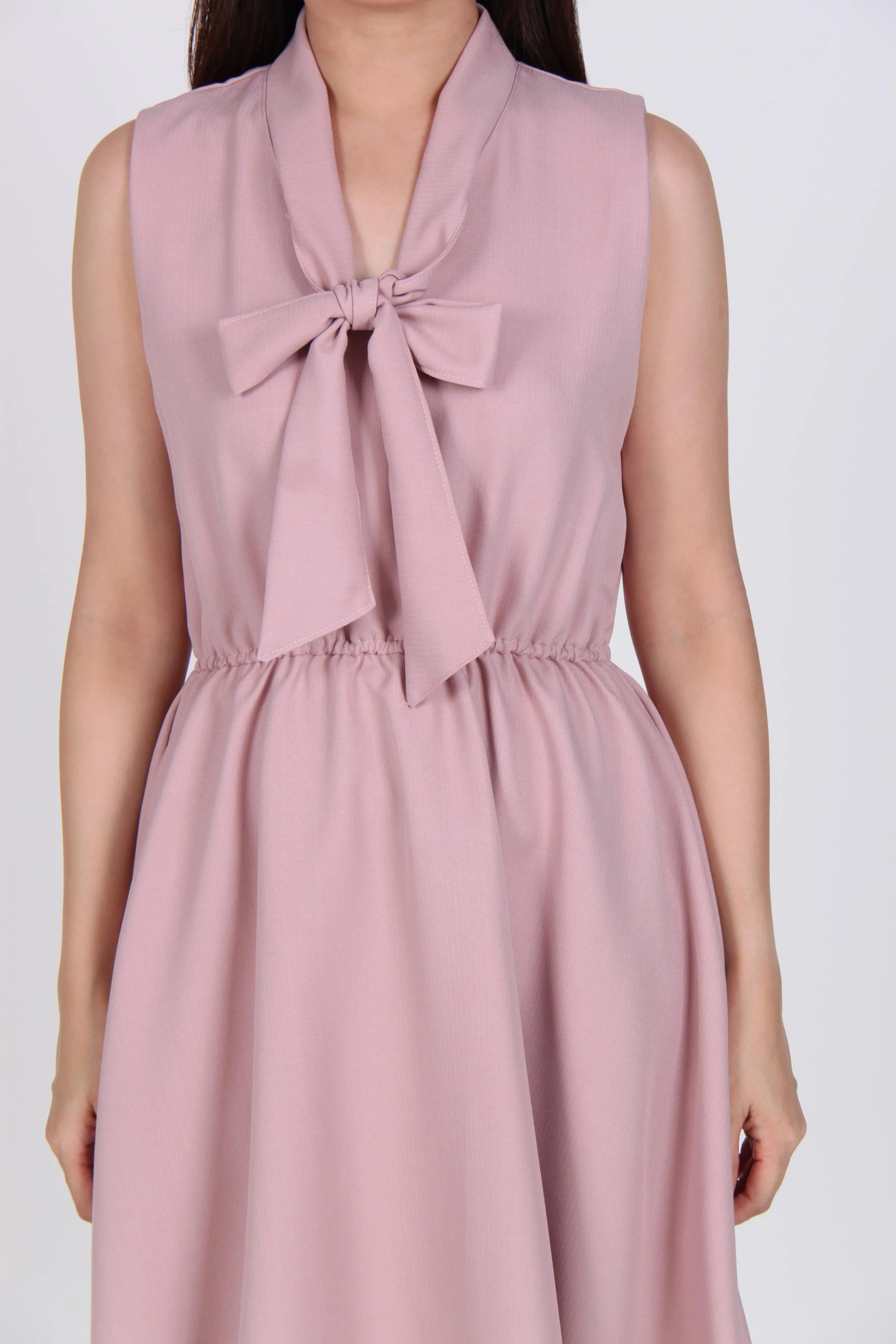 Collar Tie Skater Dress in Pink