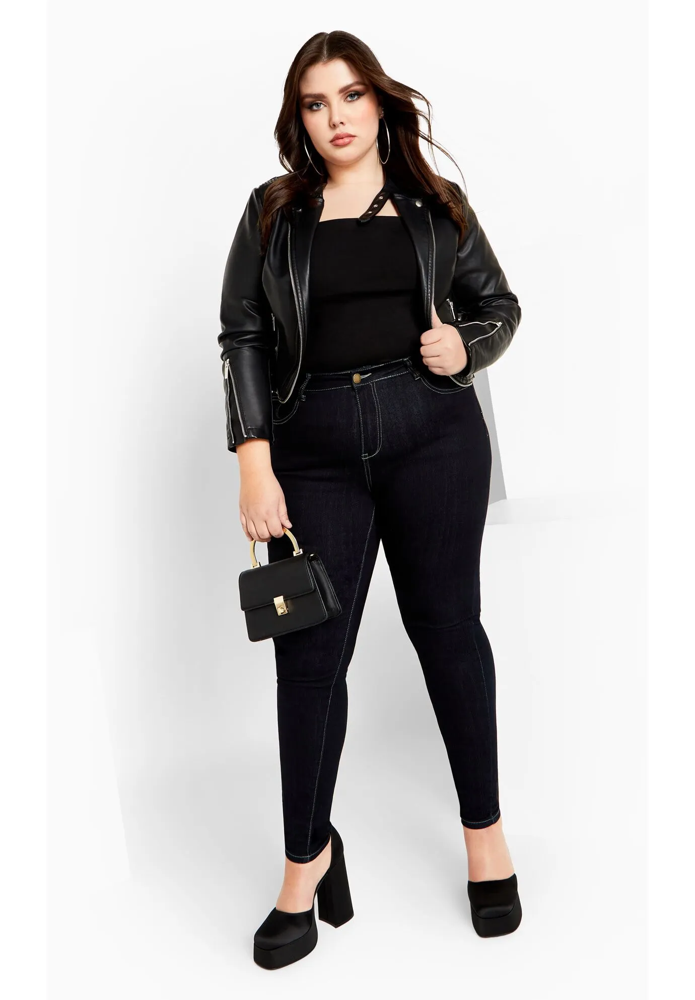 Cropped Biker Jacket - black