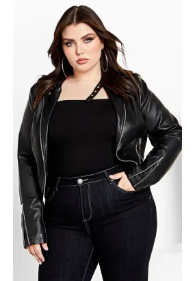 Cropped Biker Jacket - black