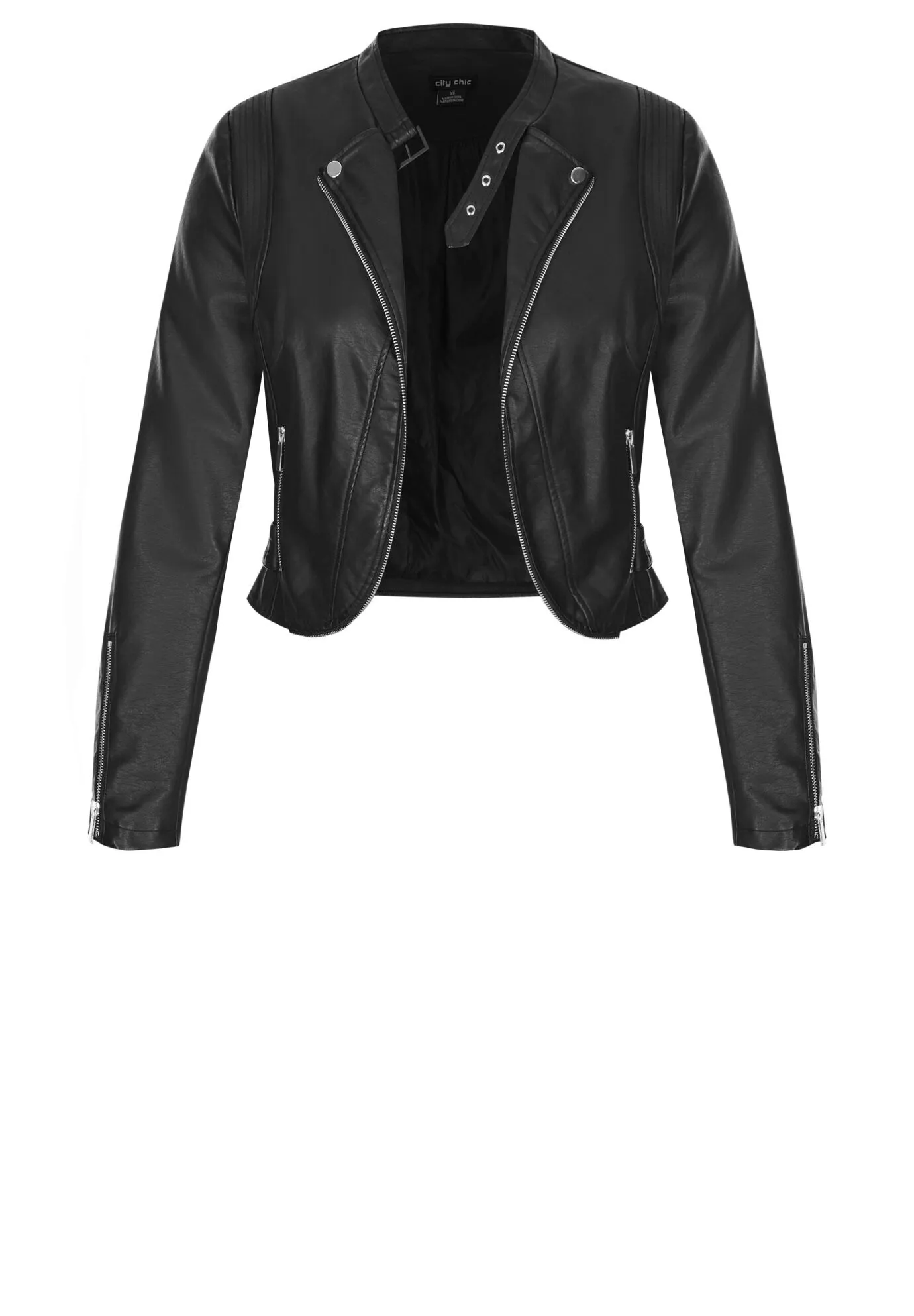 Cropped Biker Jacket - black