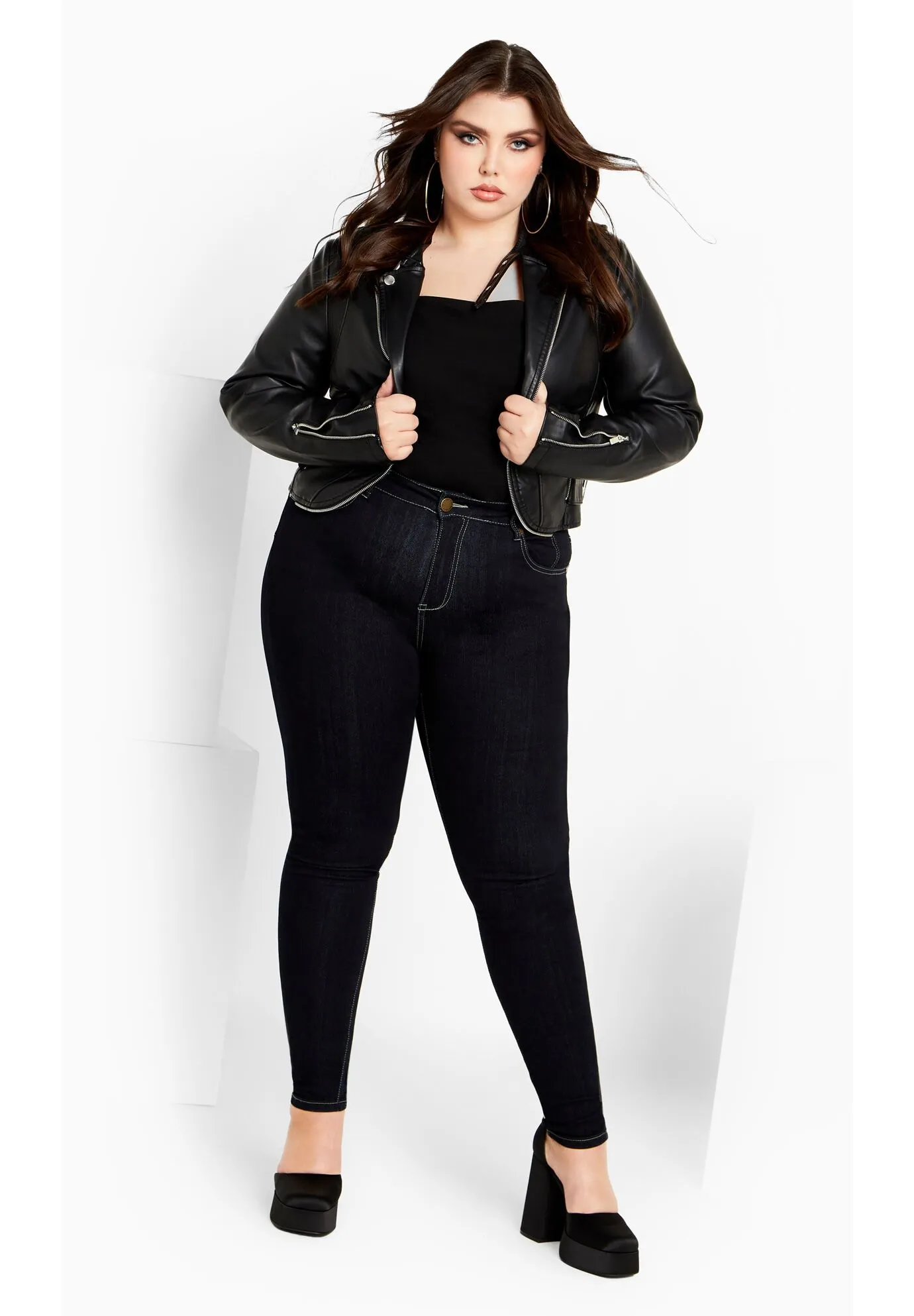 Cropped Biker Jacket - black