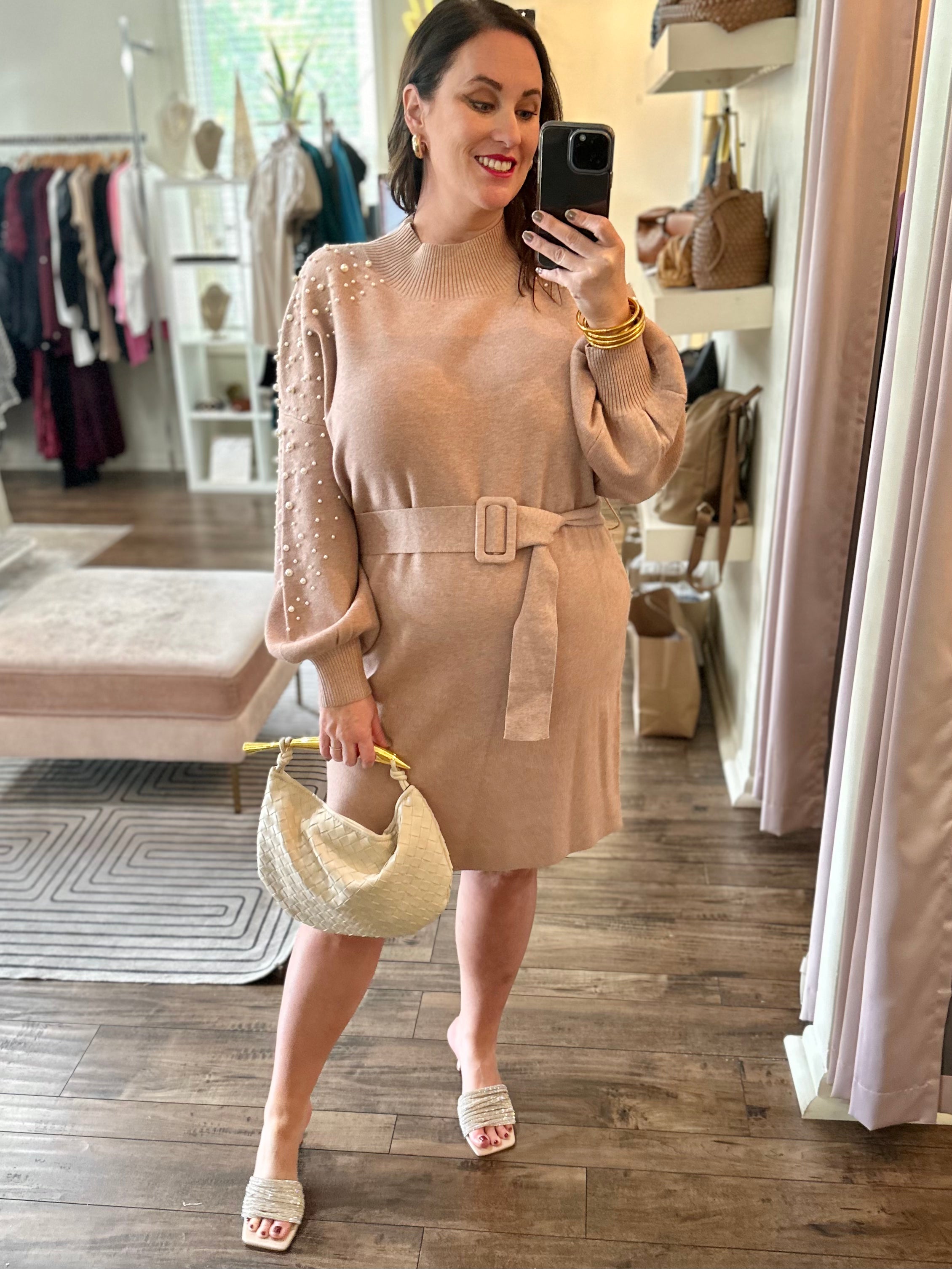 Curvy Pearl Sweater Dress