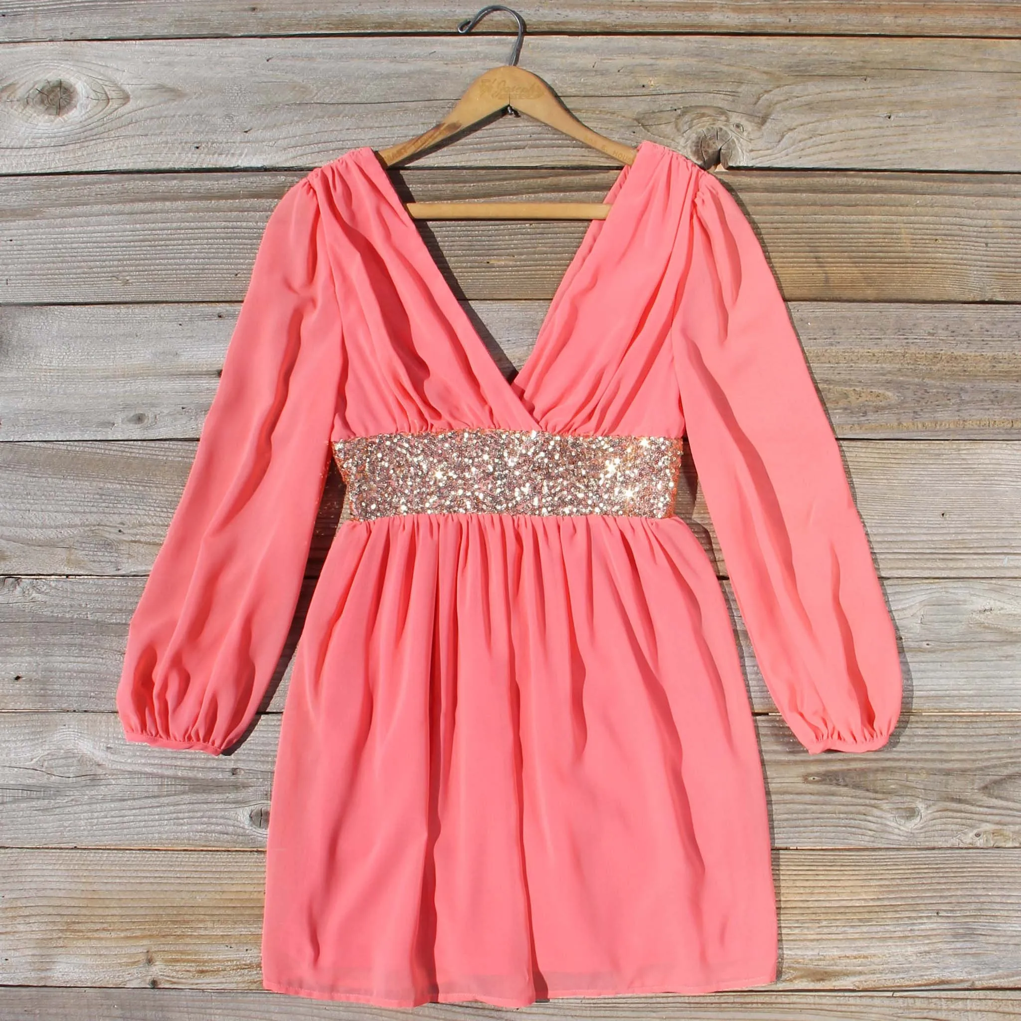 December Snow Dress in Coral