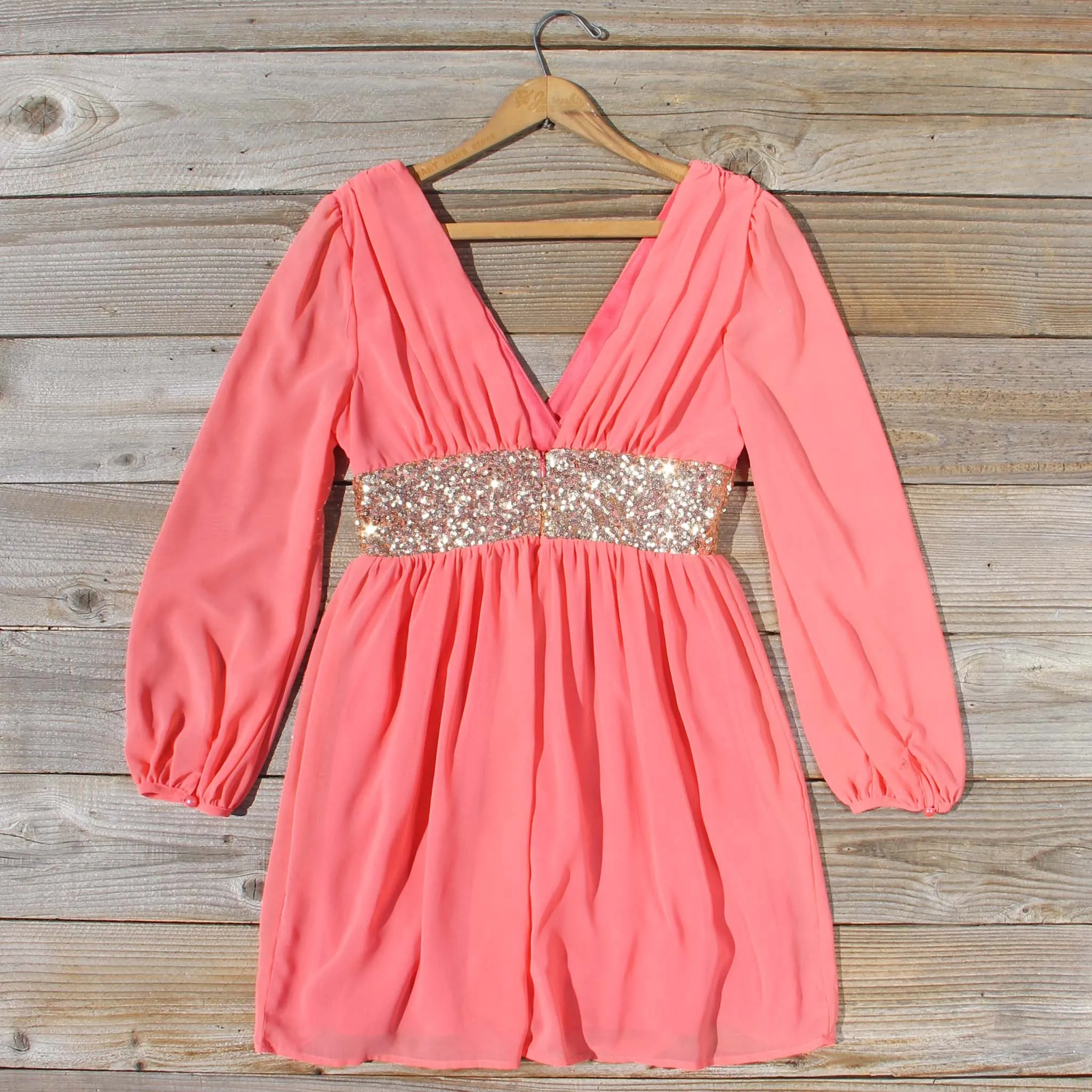 December Snow Dress in Coral