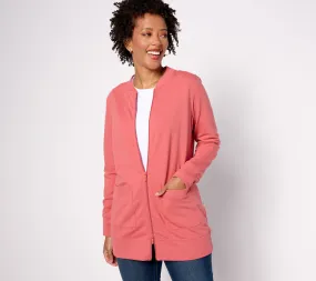 Denim & Co. Active Regular French Terry Tunic Jacket w/ Ribbed Trim