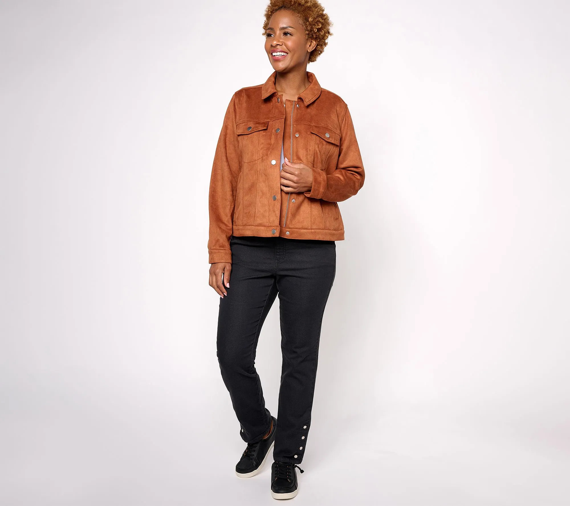 Denim & Co. Adaptive Classic Faux Suede Jacket