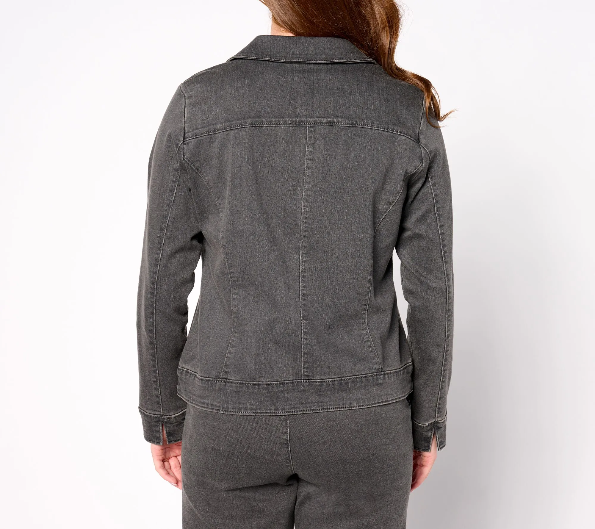 Denim & Co. Signature Perfect Flex Black/Grey Moto Jacket