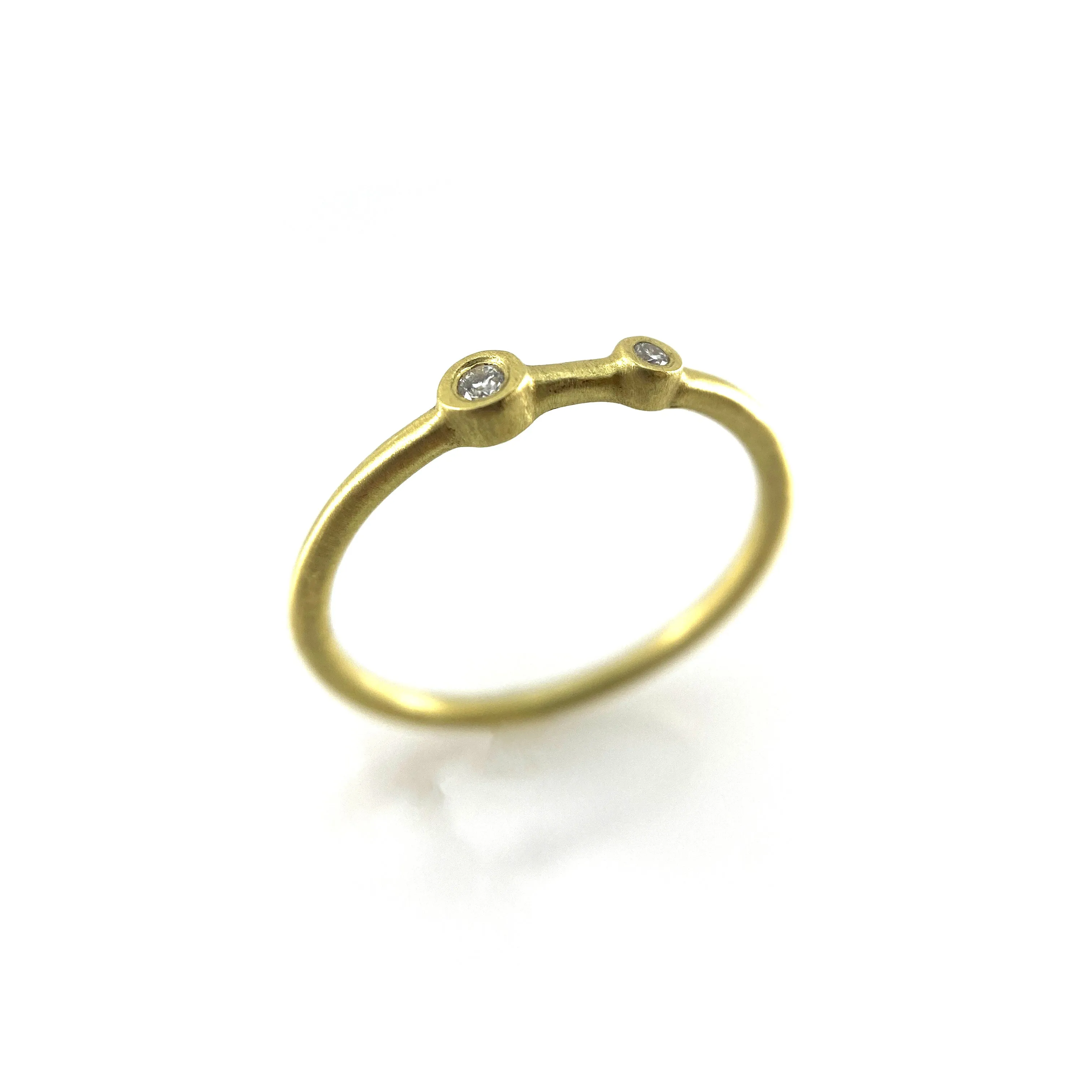 Double Diamond Stacking Ring - Yellow Gold