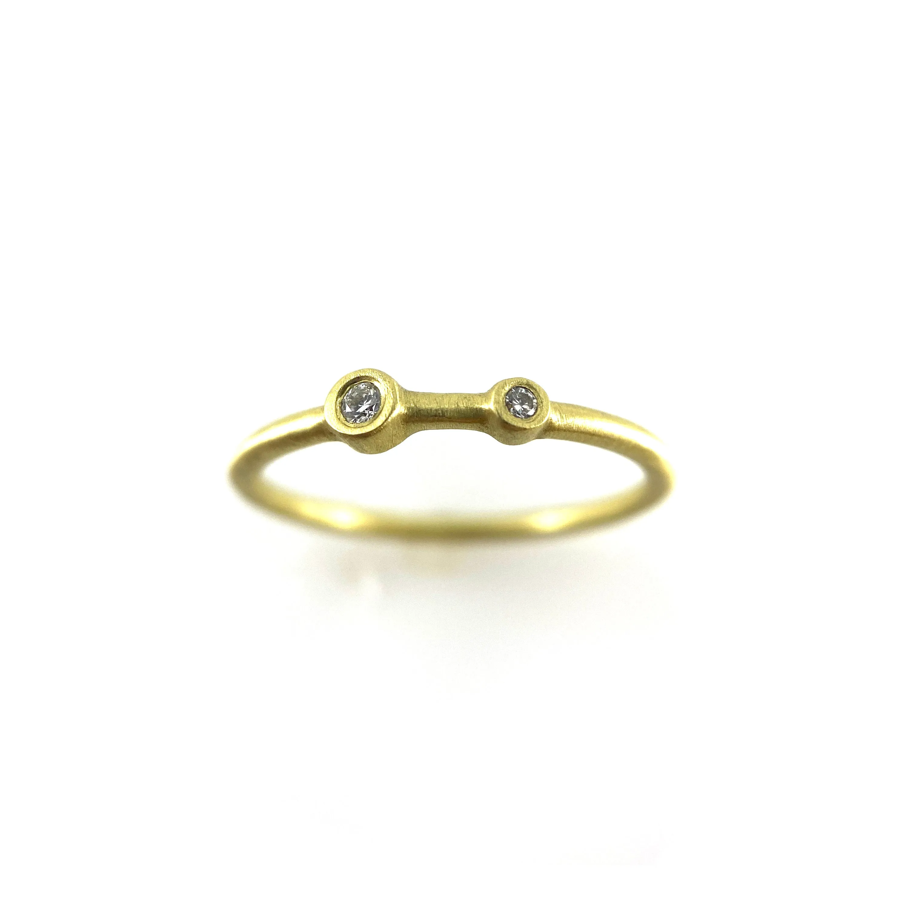 Double Diamond Stacking Ring - Yellow Gold