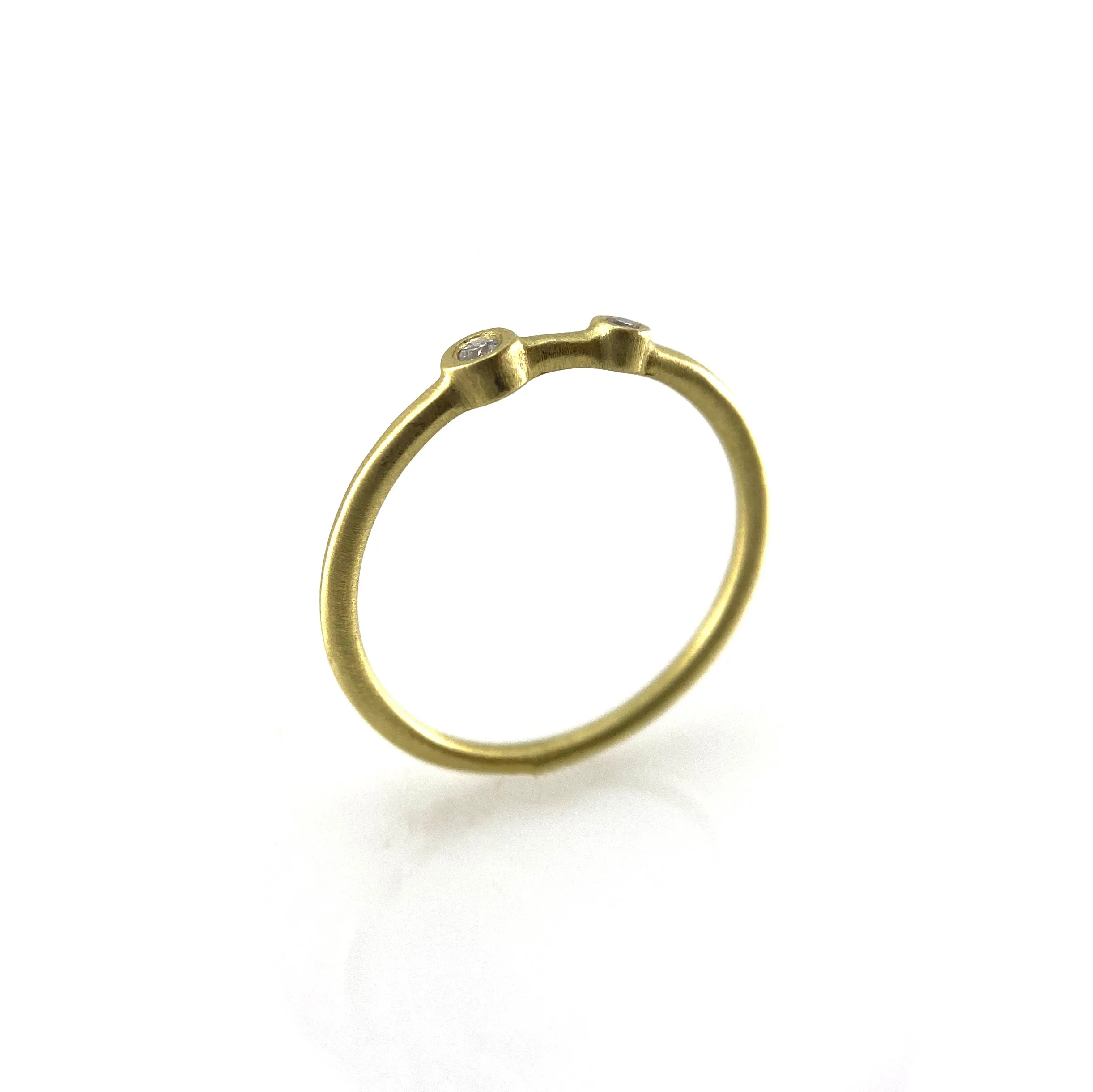 Double Diamond Stacking Ring - Yellow Gold