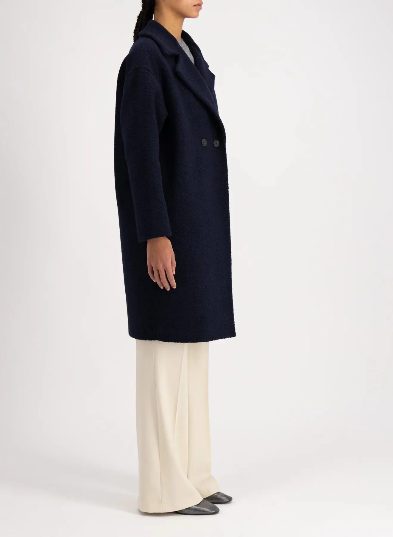 Dropped shoulder coat bouclé