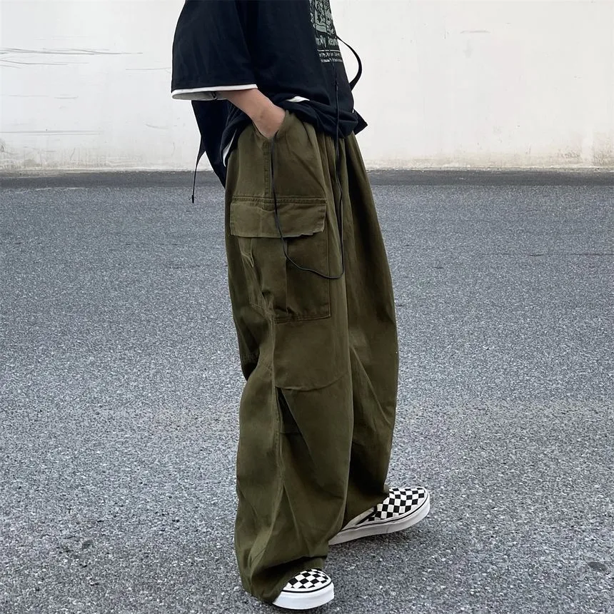 Elastic-Waist Wide-Leg Cargo Pants dd17