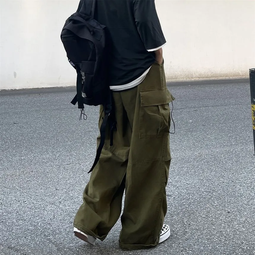 Elastic-Waist Wide-Leg Cargo Pants dd17