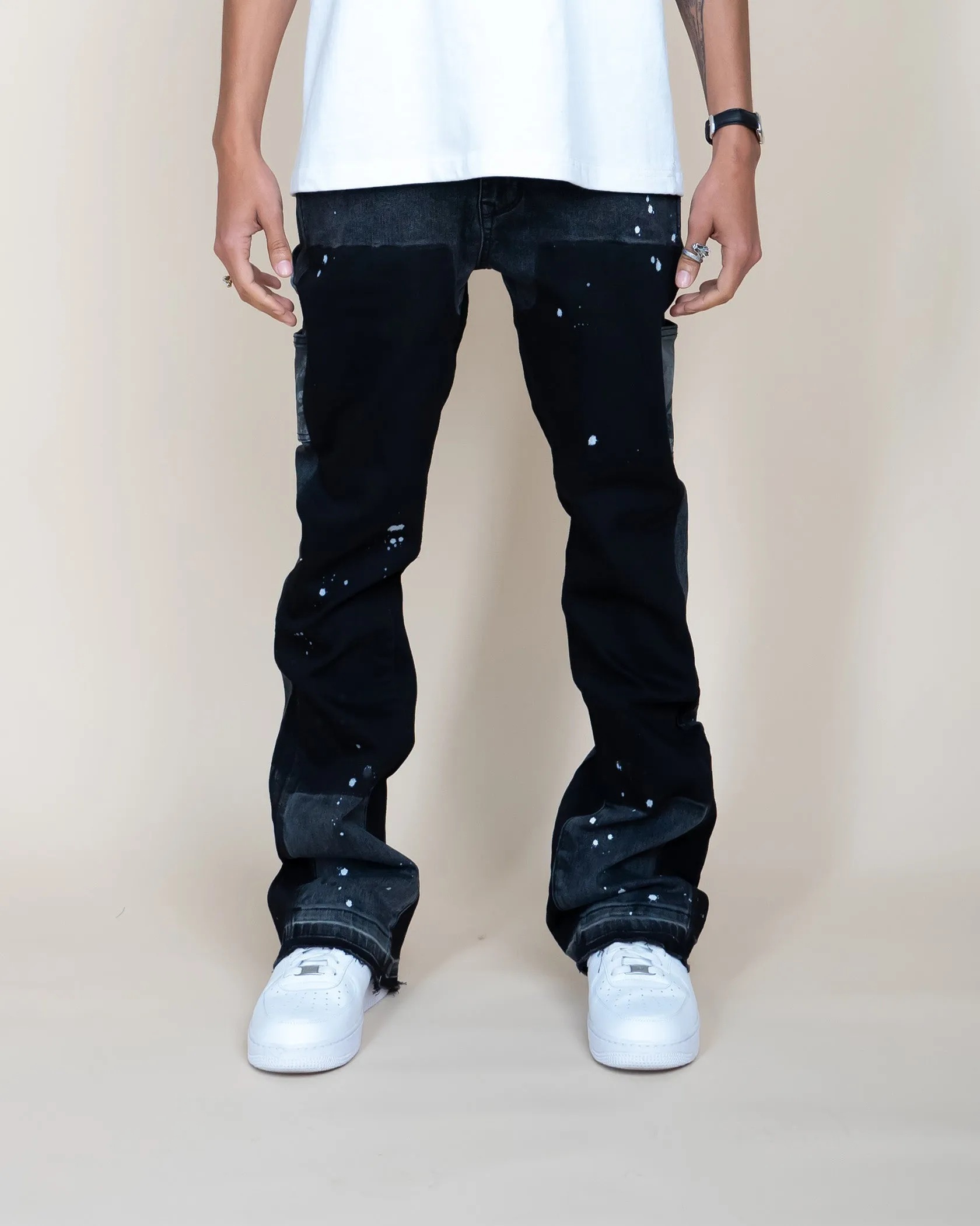 EPTM CAMO POCKET FLARE PANTS-BLACK