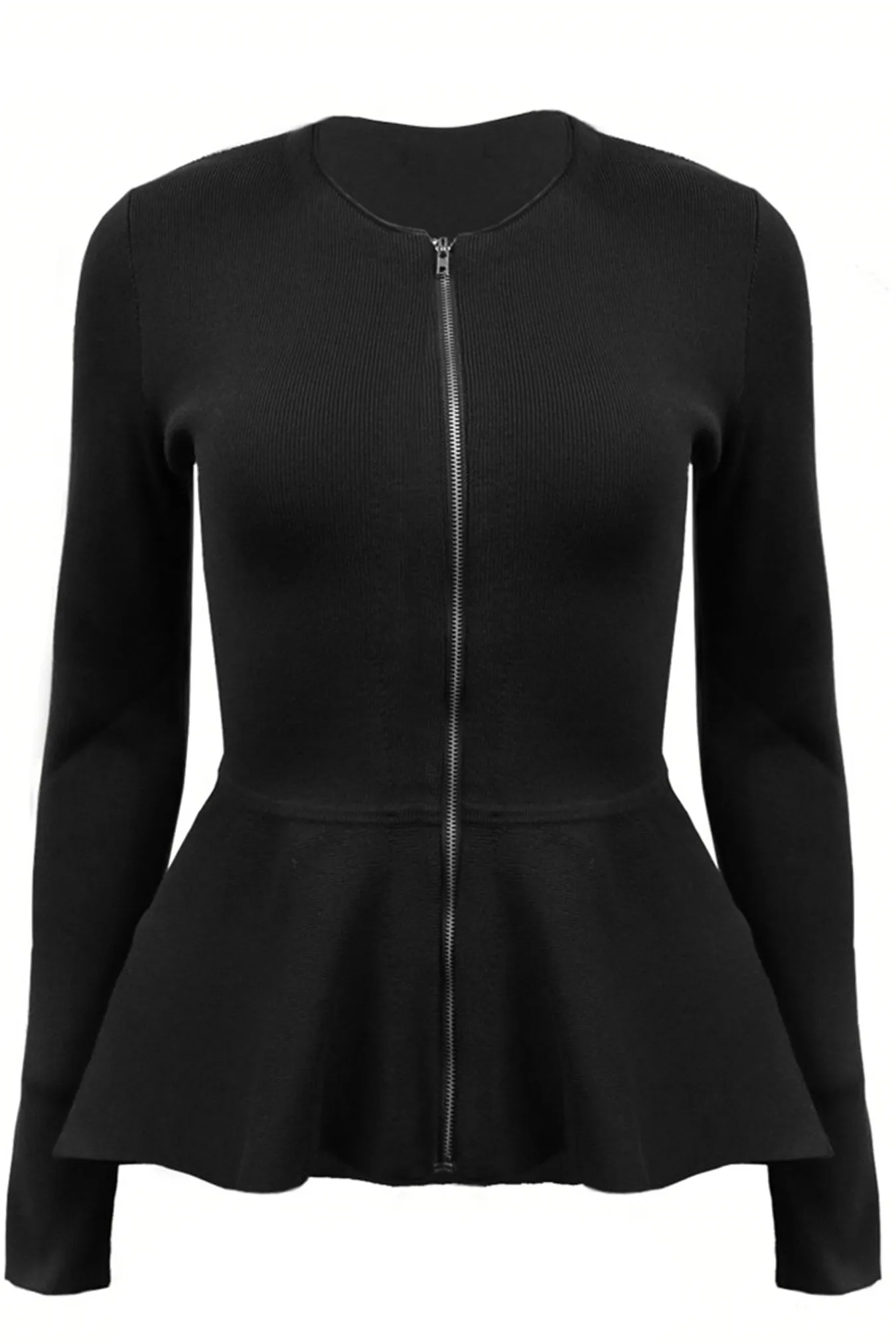 Estelle Zip Peplum Jacket - Black