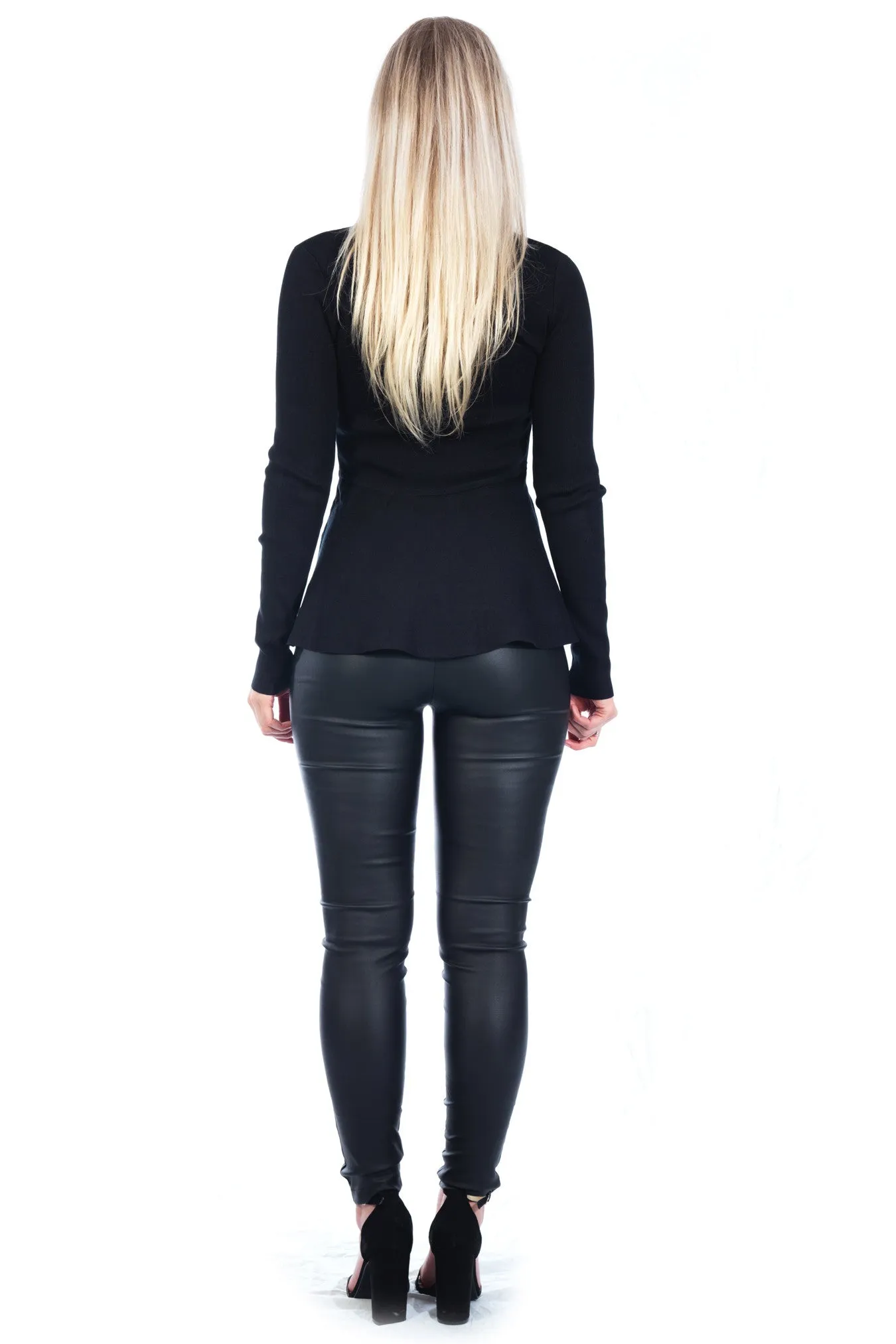 Estelle Zip Peplum Jacket - Black