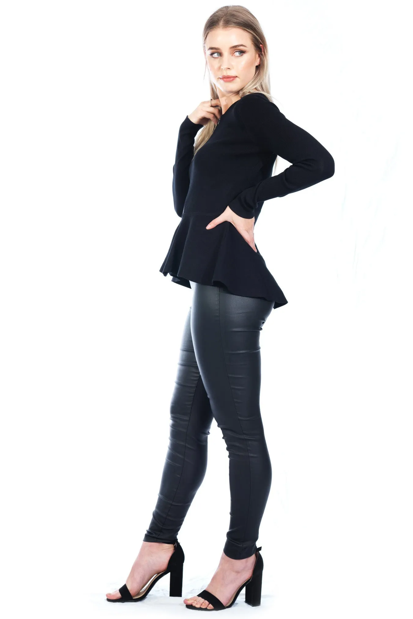 Estelle Zip Peplum Jacket - Black