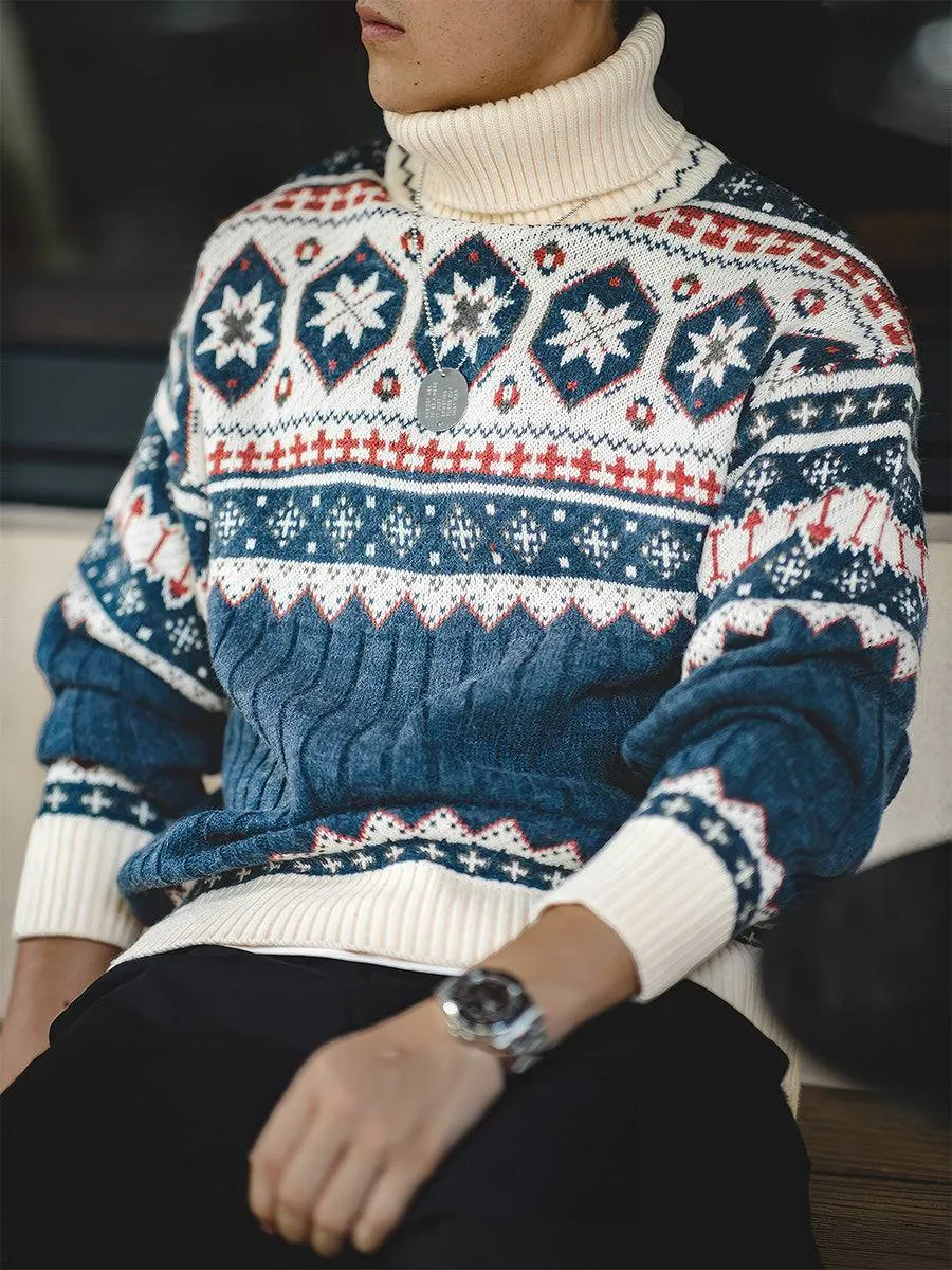 Fair Isle Jacquard Turtleneck Sweater