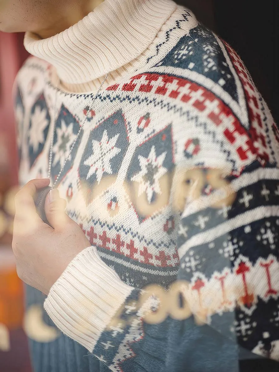 Fair Isle Jacquard Turtleneck Sweater