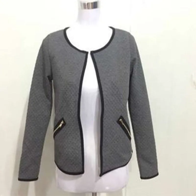 Fashion Women Open Stitch Coat Jacket Long Sleeve Casual Short Cardigan Zipper Pockets Slim Suit Outerwears Tops SM6