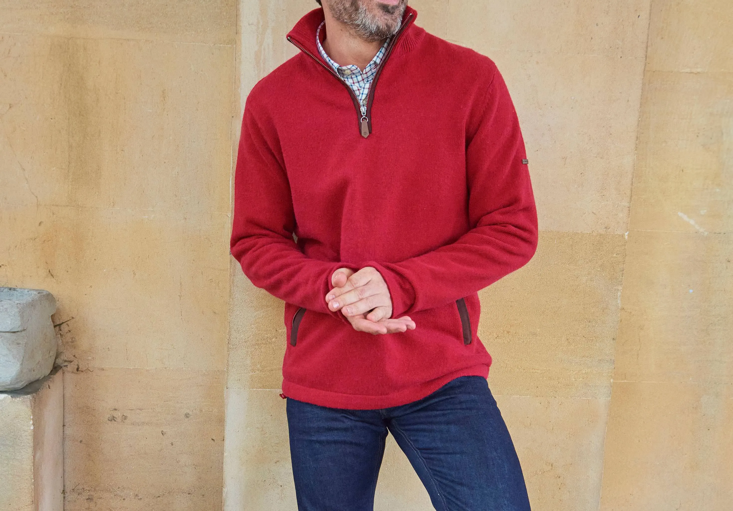 Feeney Zip Neck Sweater - Cardinal