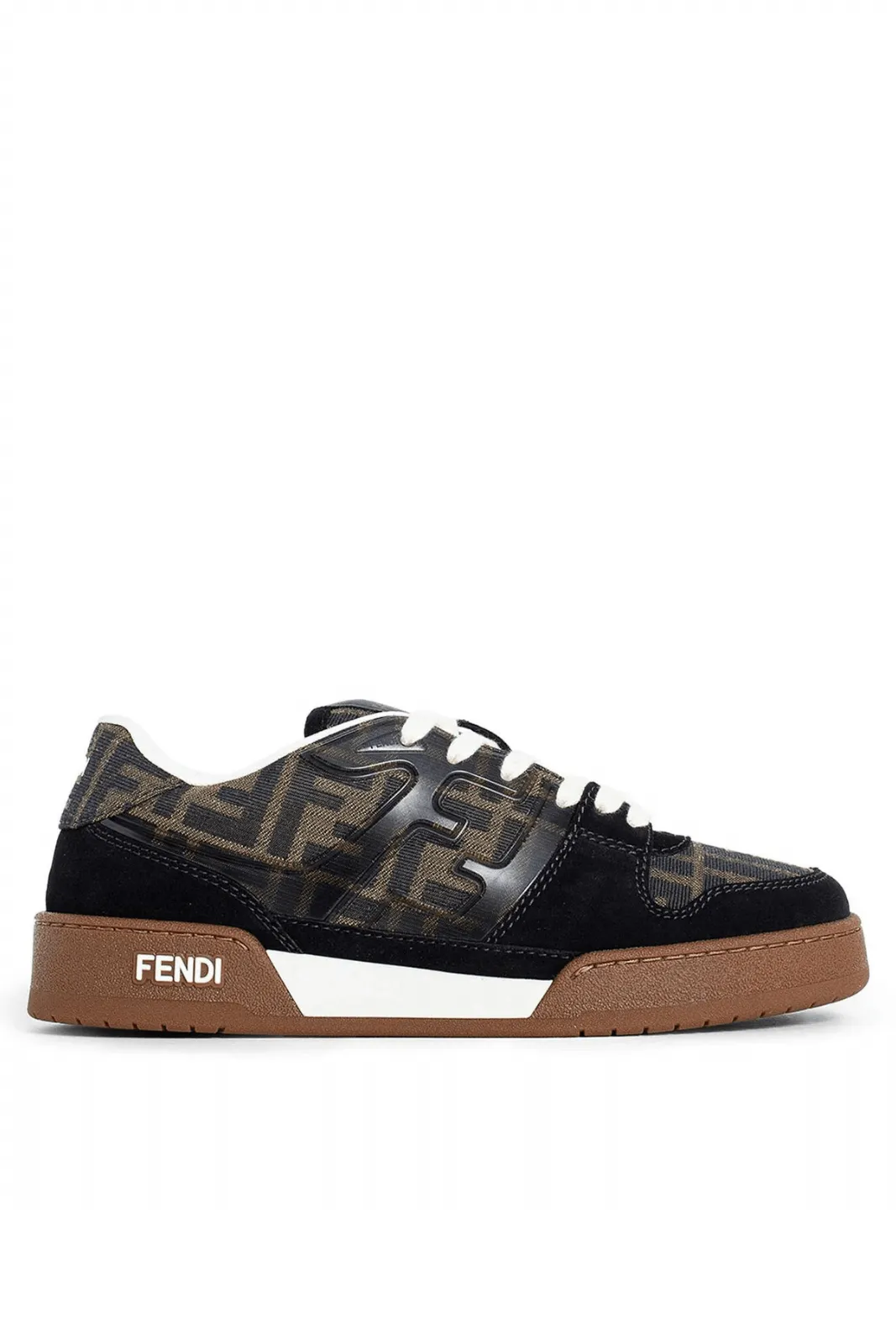 Fendi Match Suede and Canvas Woman Brown Black Sneakers