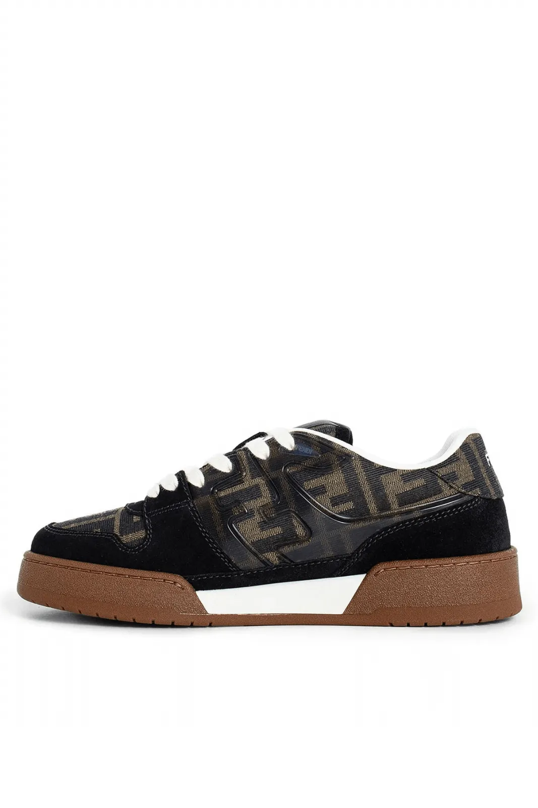 Fendi Match Suede and Canvas Woman Brown Black Sneakers