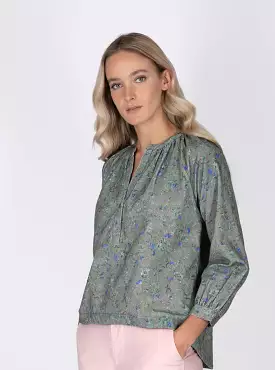 Floral pincord Mokka blouse