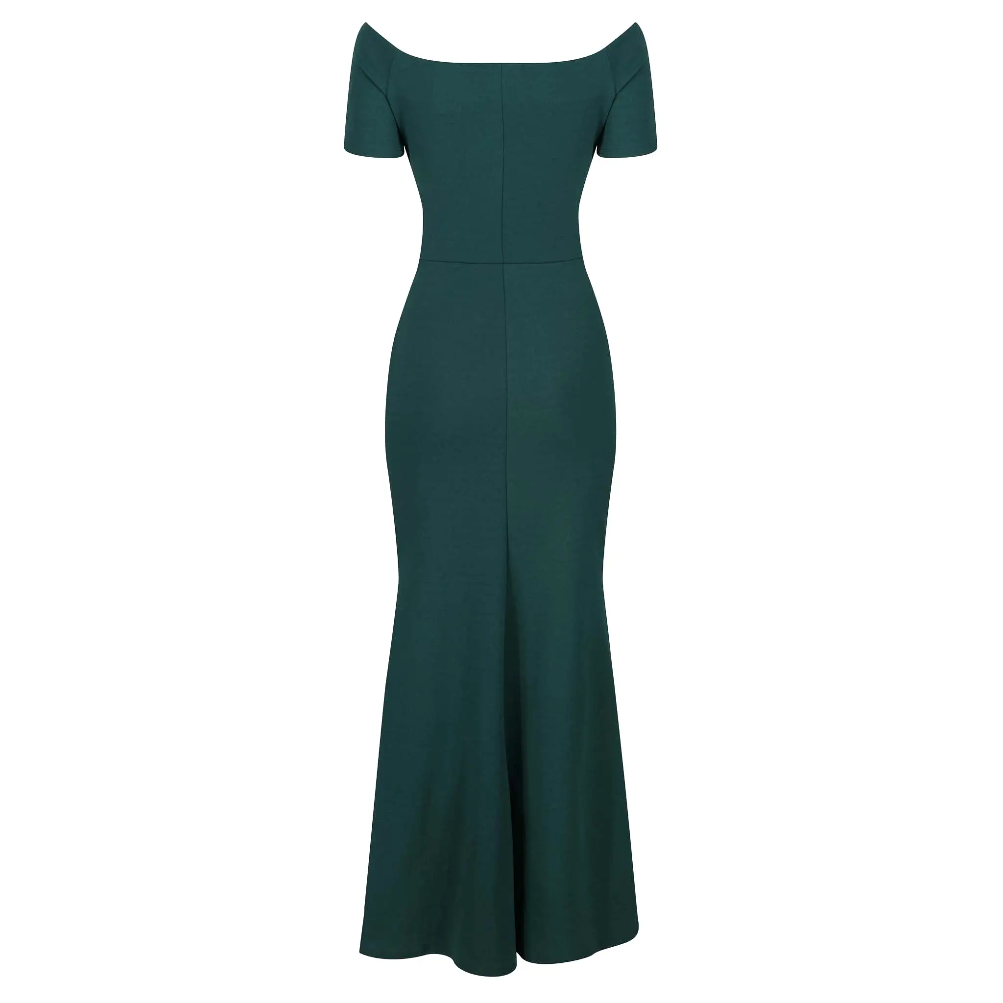 Forest Green Bardot Capped Sleeve Maxi Dress