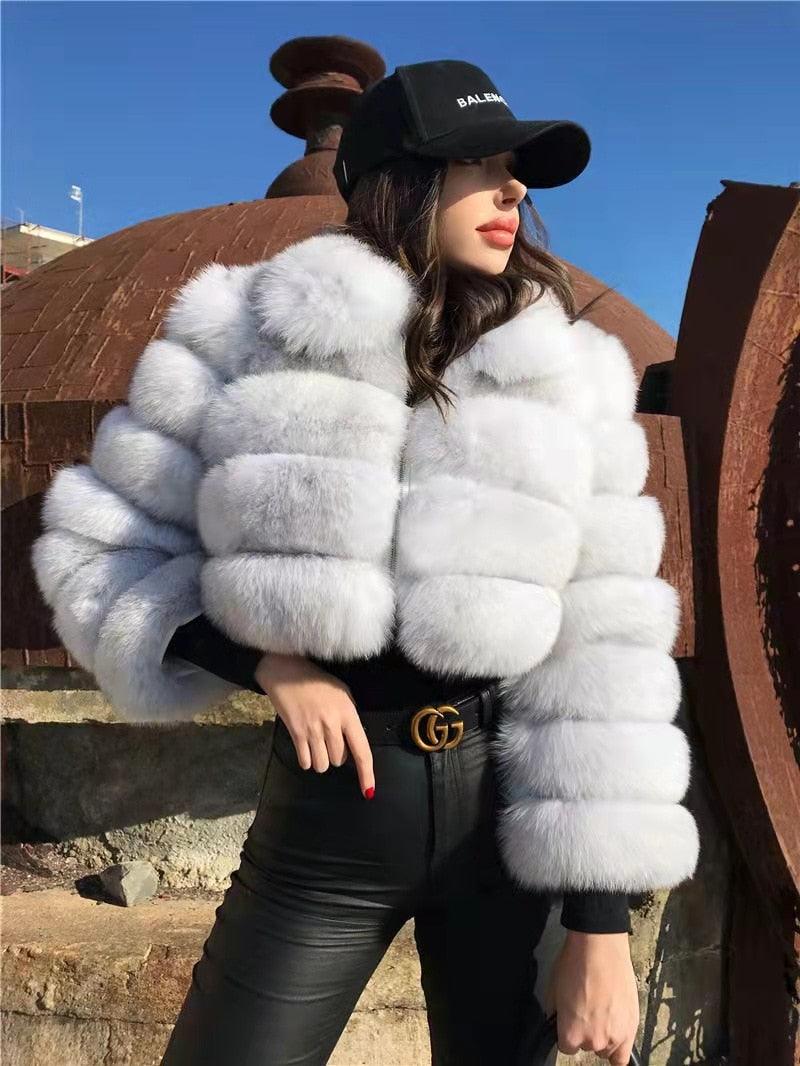 Fox Coat Natural Fur Leather Real Fur Coat High-End Luxury Ladies